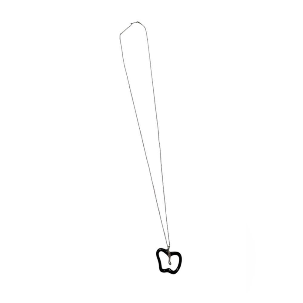 Tiffany & co Elegant Silver Necklace Elsa peretti Apple Black Jade